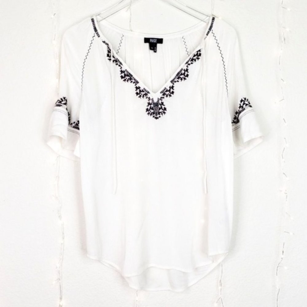 PAIGE Chessa Flowy Bohemian Embroidered Blouse XS - Picture 4 of 7